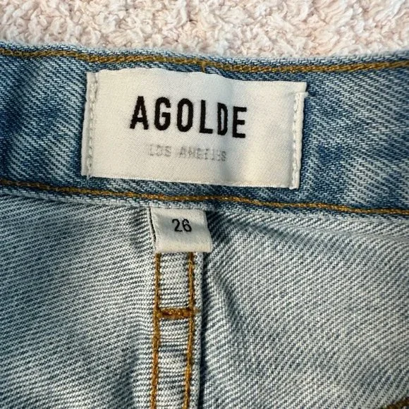 Agolde Jeans Womens Size 26 (26 x 26) Riley High Rise Straight Crop Light Denim - Picture 6 of 11